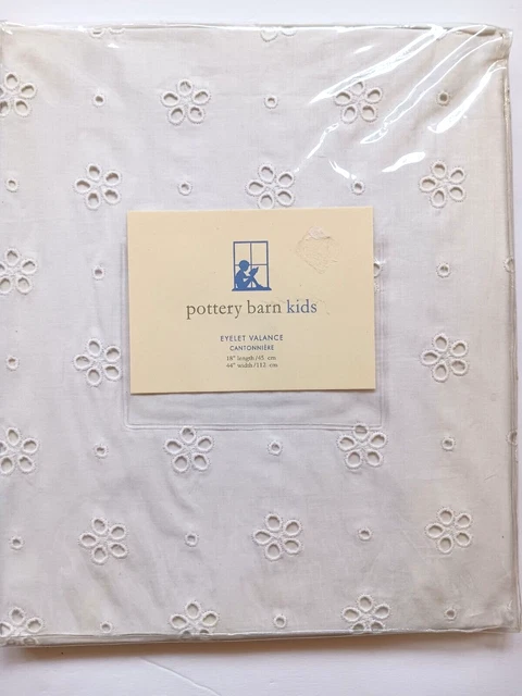 Nueva cenefa blanca con ojales Pottery Barn Kids 18"" x 44"" algodón bonita