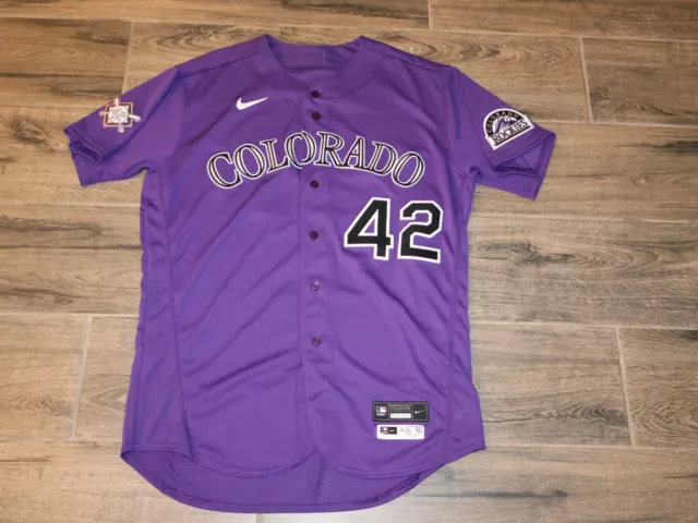 Colorado Rockies Game Used MLB Baseball Nike Jersey 48 Jackie Robinson Day #42