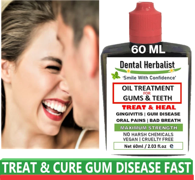 BEST HERBAL OIL Mouthwash Stops Gum Disease Bleeding Receding Gums 60