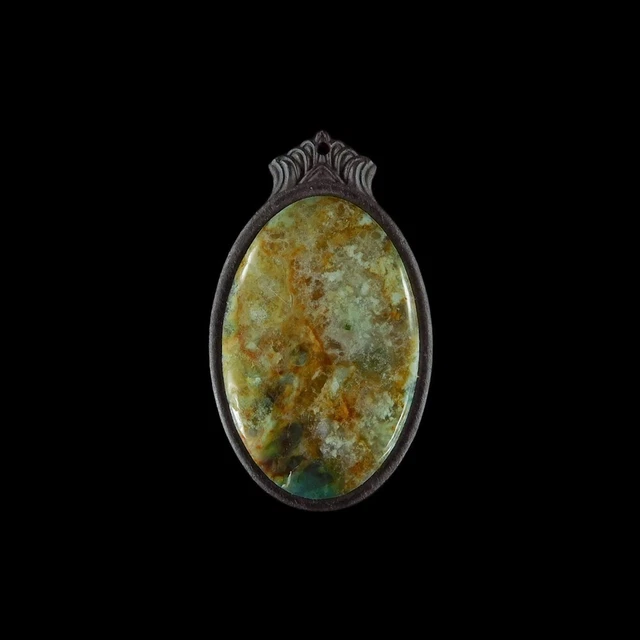 Carved WOOD FRAMED Ocean Jasper Bead HA305001
