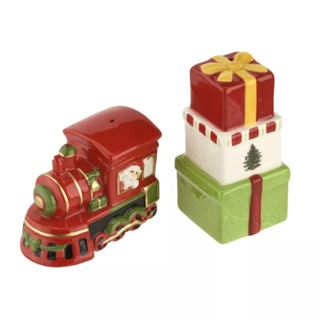 Spode Christmas Tree Train & Gifts Salt and Pepper Set, Dolomite Ceramic