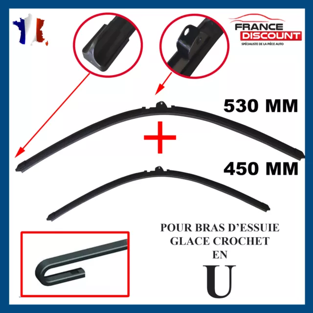 Balais d'Essuie Glace Plat Avant 530 + 450 mm pour CITROËN C3 Pluriel  et SAXO