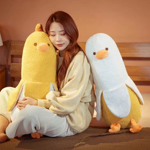 Cute Banana-Duck Stuffed Plush Toy Long Body Hugging Pillow Gift Yellow/White