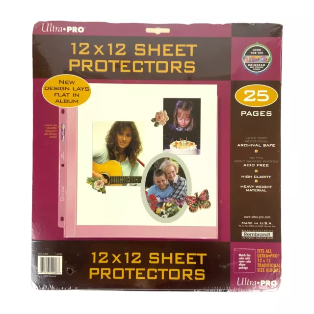 Rembrandt Ultra Pro Sheet Protectors 12x12 Pack of 25 Holds 50 sheets Made USA