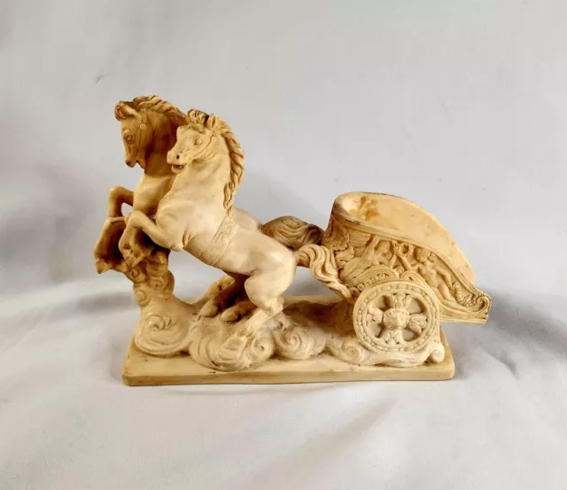 G. Ruggeri?  Roman Horse Chariot Sculpture Statue Horses 7”x 5" MISSING BASE