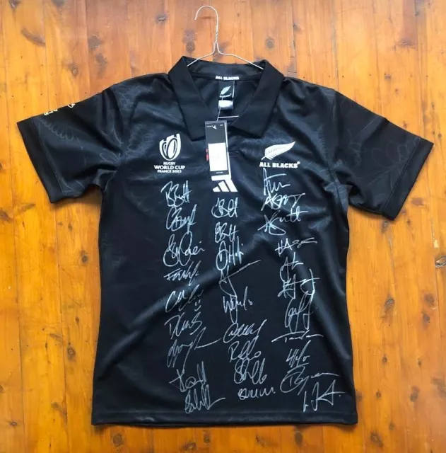 New Zealand All Blacks 2023 Rugby World Cup Team Signed Jersey Photo Proof COA