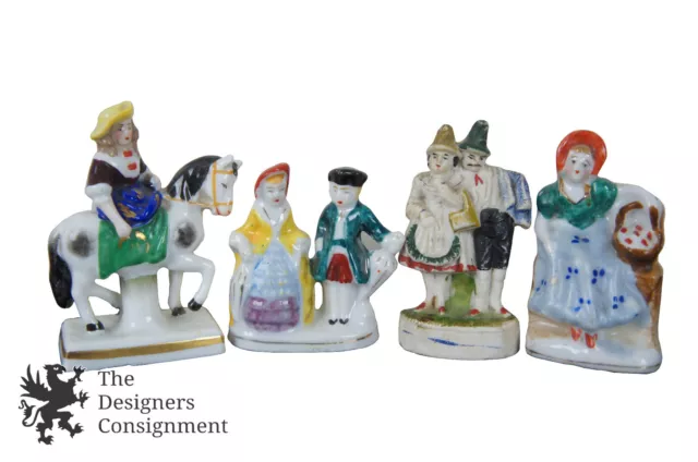Lot 4 Vtg Porcelain & Bisque China Figurines Horse Colonial Occupied Japan Mini
