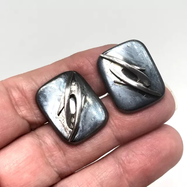 Vintage 1950s Enrique Ledesma TAXCO Sterling Silver Mexican Modernist Cufflinks