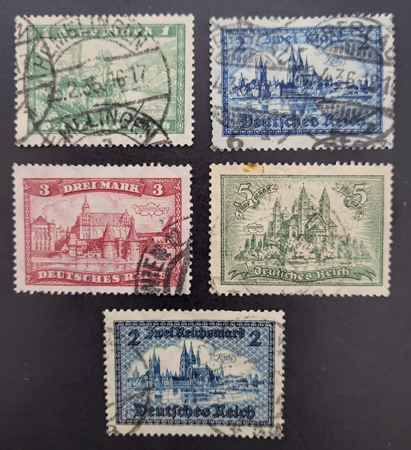 GERMANY Collection REICH 1924 Mi 364-7 "BAUWERKE" SET +2RM USED SCARCE CV $54