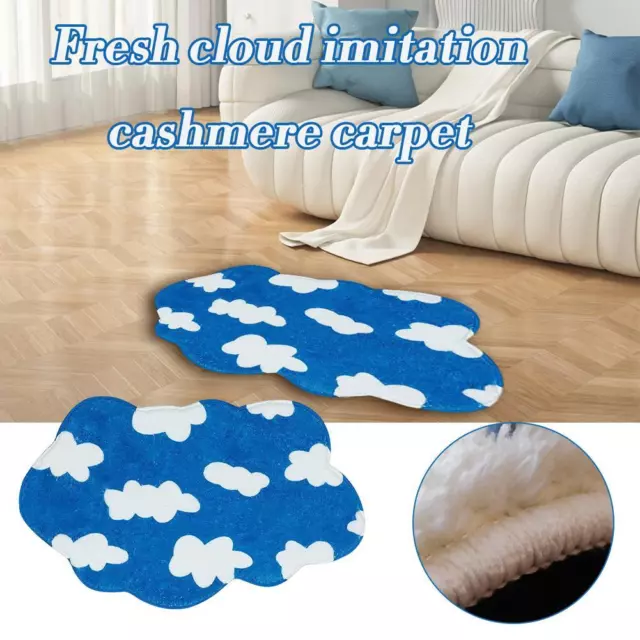 Irregular Cloud Shaped Rug Blue Sky Wtite Cloud 50 * 80cm Soft Rug for Bedr U4N2