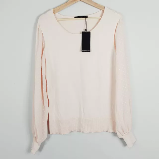 [ PORTMANS ] Womens Peach Blush Long Sleeve Top NEW RRP $79.95 | Size L or AU 14