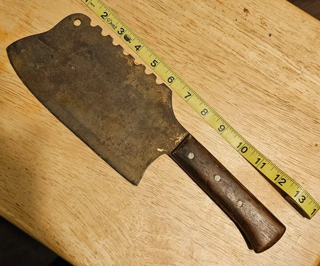 Antique Primitive Hand Forged Steal Meat Cleaver Butcher Knife Mediaeval Tool Ar
