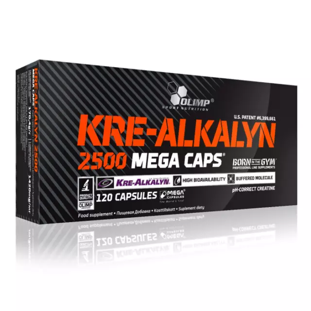 (233,59 € KG) Olimp Kre-Alkalyn 2500 Mega Cápsulas 170,4g 120 la Fuerza +Bonus