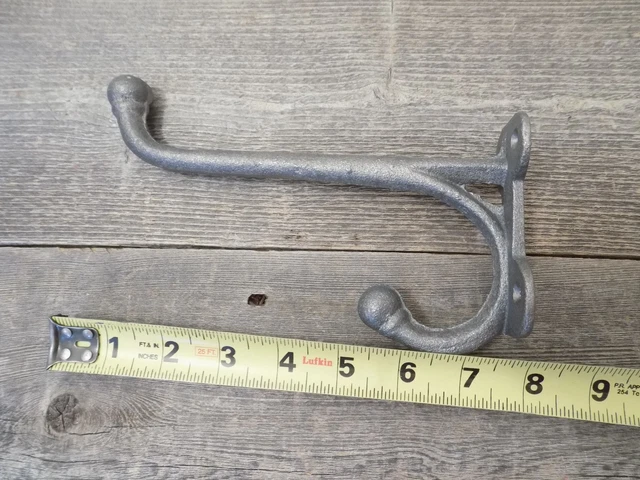 8 Large Harness Hooks Rack Coat Hat Wall Cast Iron Barn Heavy Duty 7 1/2" Long 4