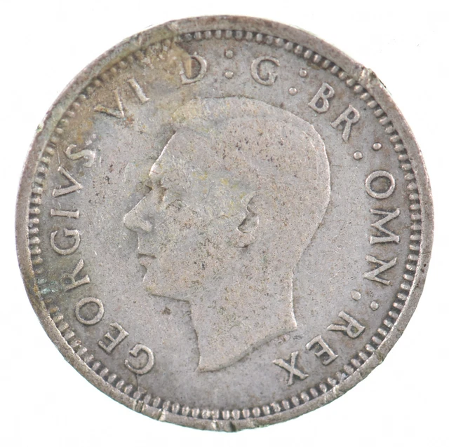 Roughly the Size of a Dime 1941 Great Britain 3 Pence World Silver Coin *239