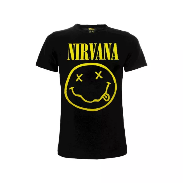T-Shirt Music Nirvana Smile adulto originale ufficiale maglia maglietta nera