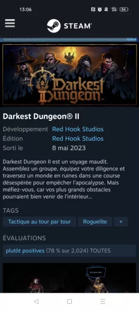 compte steam darkest dungeon 2 - je vend un compte Steam avec le jeux DD2