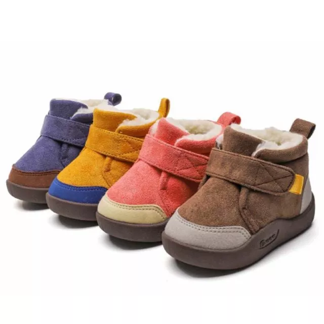 Baby Boys Girls Kids Warm Winter Ankle Fur Lined Soft Sole  Boots Shoes Uk Size