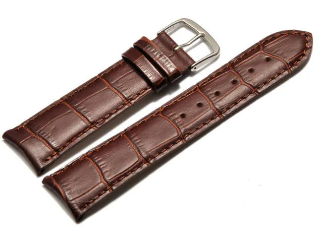 Bracelet montre cuir de veau bouts arrondis marron foncé 18, 19, 20, 22 mm NEUF