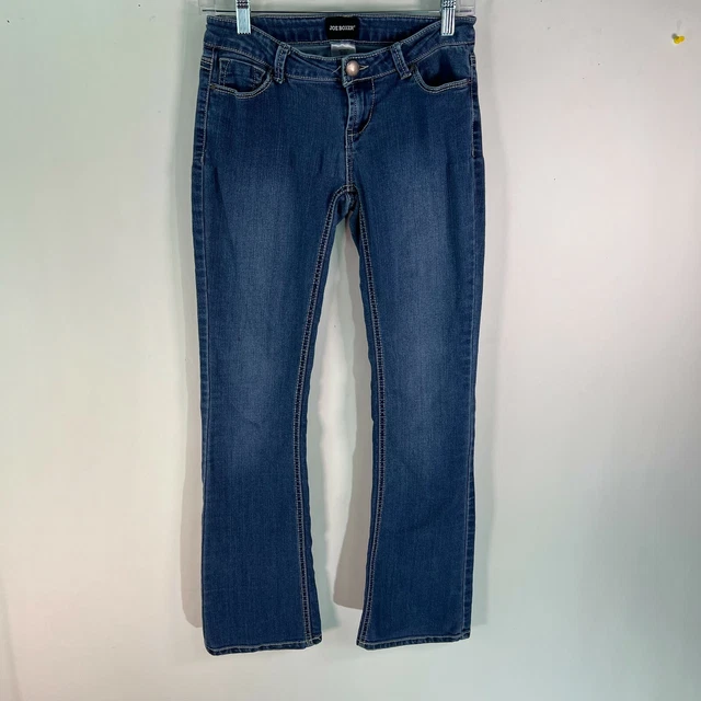Joe Boxer Womens Flat Front Coin Pocket Bootcut Casual Blue Denim Jeans Size 5