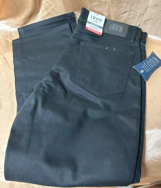 IZOD Comfort-Stretch Supersoft Knit 34x30 Black Jeans regular fit