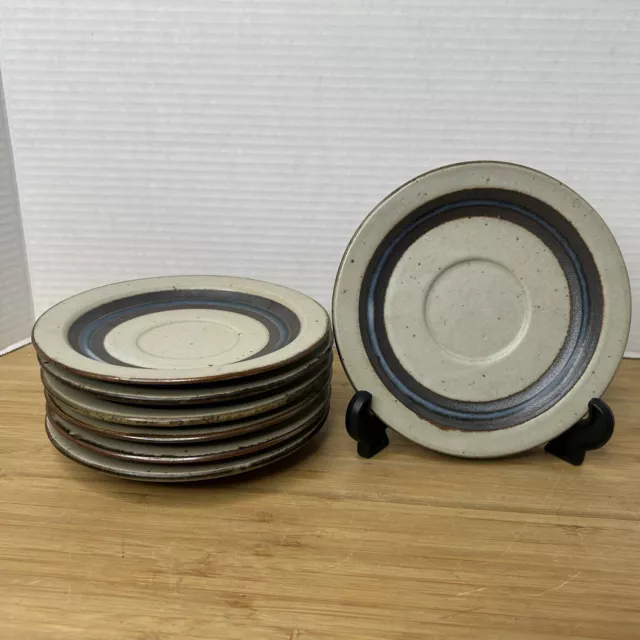 7 Vintage Hand Crafted Otagiri Japan Horizon Stoneware Saucers 6.5" *ONE CHIP*