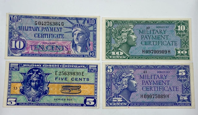 Lot Of 4 MILITARY PAYMENT CERTIFICATES