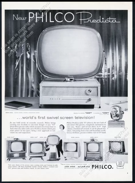 1958 PHILCO PREDICTA TV set 8 models photo vintage print ad $9.99 ...