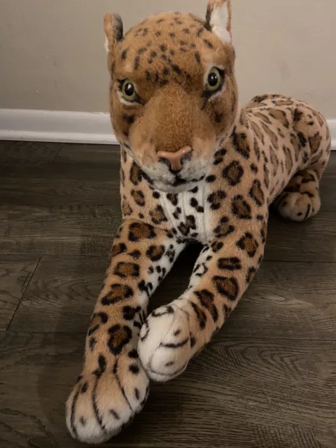 Kellytoy USA Jumbo Leopard Plush Realistic Stuffed Animal Lifelike Whiskers 28”