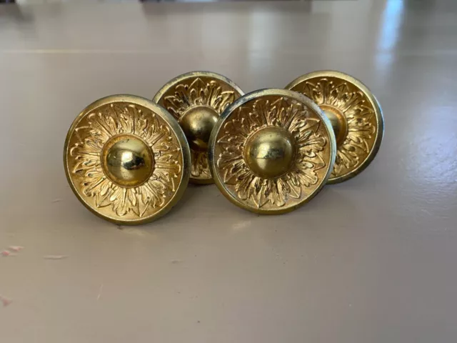 4 Antique Early 19th Century 2 Pairs Brass Gilt Curtain Tie Backs Empire Federal