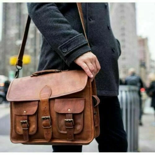 Neuf Homme Vintage Bandoulière Cuir Mallette Sacoche Ordinateur Portable