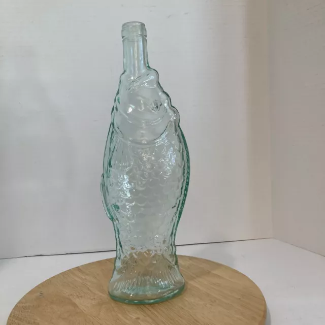 Vintage 1975 Antinori Soave Italian  Glass Fish Shaped Empty Wine Bottle 13"