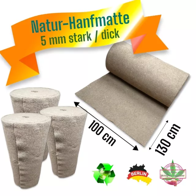 Hanfmatte 130cm x 100cm x 5mm für Kaninchen, Hasen, Nager, Stall, Käfig