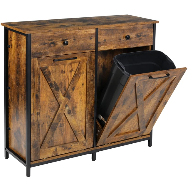 Double Tilt Out Trash Cabinet Kitchen 2 x 10 Gallon Waste Bin Holder 2 Drawers Double Tilt Out Trash Cabinet Kitchen 2 x 10 Gallon Waste Bin Holder 2 Drawers