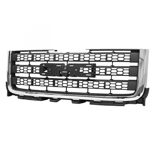 New Grille For 2011-2014 GMC Sierra 2500 HD Chrome Shell Dark Matte Gray Insert
