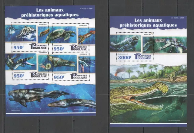 Tg101 2015 Togo Dinosaurs Fauna Prehistoric Marine Animals Kb+Bl Mnh