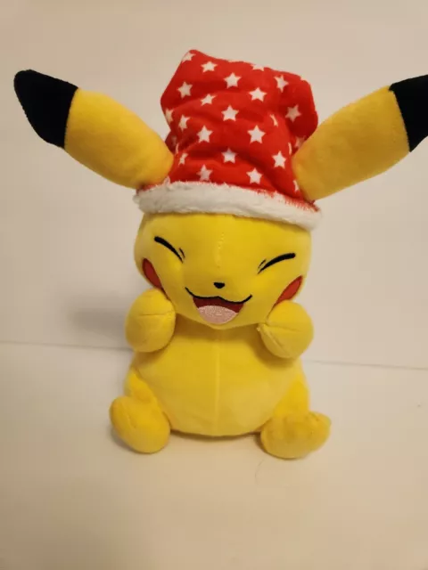Pokemon Pikachu Plush With Santa Hat Holiday Christmas 8" Inches
