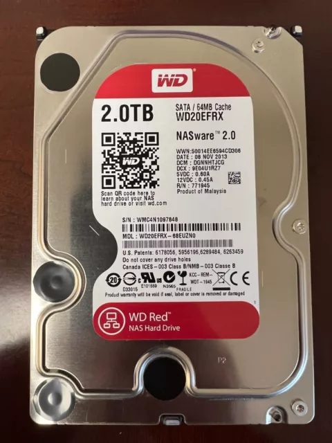 WESTERN DIGITAL RED 2TB WD20EFRX-68EUZN0 SATA/64MB NASwar 2.0 WARRANTY! $53.99 - PicClick