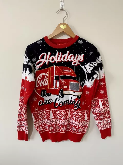 COCA COLA Red Christmas Jumper Holidays Are Coming Primark Large S/8