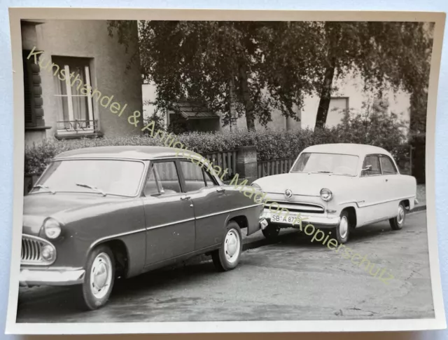 orig. Foto um 1955 Auto Automobil Oldtimer Saarbrücken