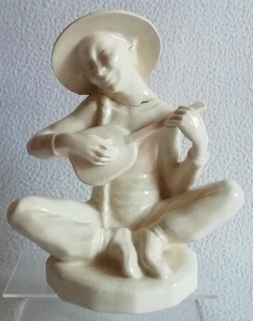 Sujet Chinois Art-Déco en faïence de Sarreguemines France Hauteur : 17,7 cm