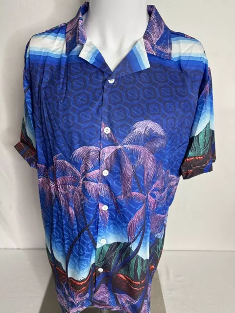 Men's Hawaiian Shirts Beach Aloha Short Sleeve Palm Tree Large Button Shirt New