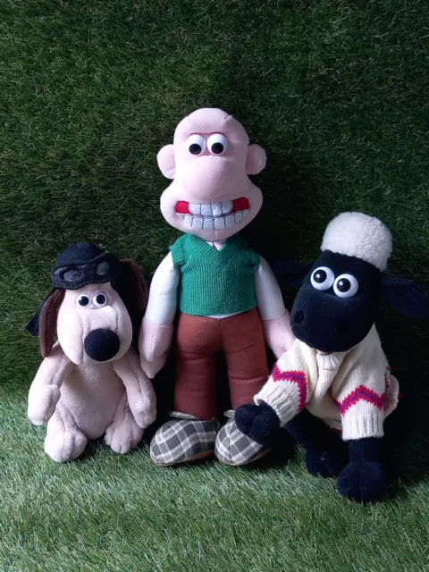 1989 Wallace And Gromit & Shaun The Sheep Bundle Lot Born To Play Plush x 3