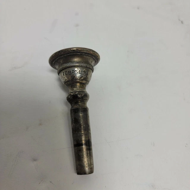 ECLIPSE Coronet Mouthpiece ~ Vintage Antique Brass Silver Plated ECLIPSE Coronet Mouthpiece ~ Vintage Antique Brass Silver Plated