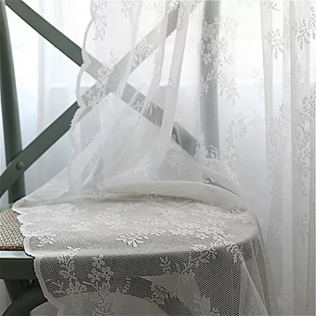 French Mesh Net Curtain Lace Tulle Voile Door Window Panel Drape Divider Flower