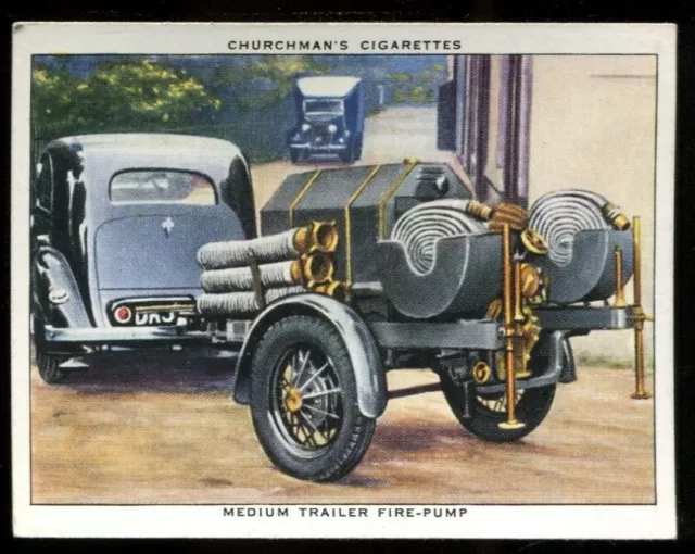 Tobacco Card, Churchman, AIR-RAID PRECAUTIONS, 1938, Trailer Fire Pump, #21