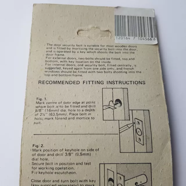 Wickes Security Door Bolts 2-pack patio home business french doors key brass 3