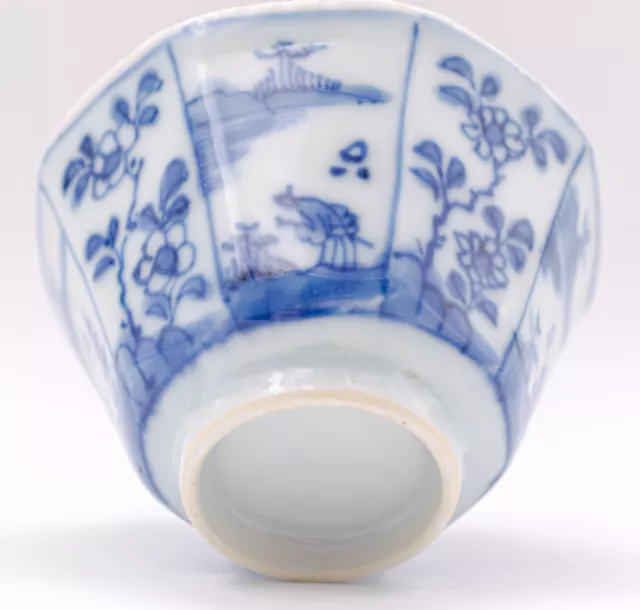 RARE Chinese Porcelain Blue & White Cup Flower Peony Qing Kangxi (1662-1722)