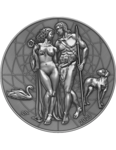 2000 Cameroon 2023 Francs APHRODITE AND ADONIS Myth 2 Oz Silver Coin