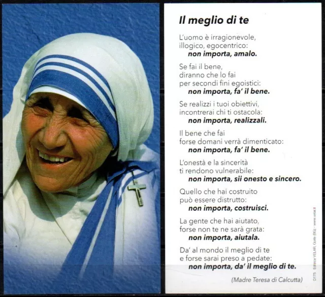 Santino - Madre Teresa di Calcutta - Il meglio di te - VELAR D175